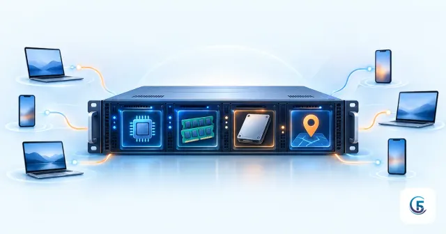 Sơ đồ chọn cấu hình VPS cho web app: chip, RAM, SSD và vị trí máy chủ