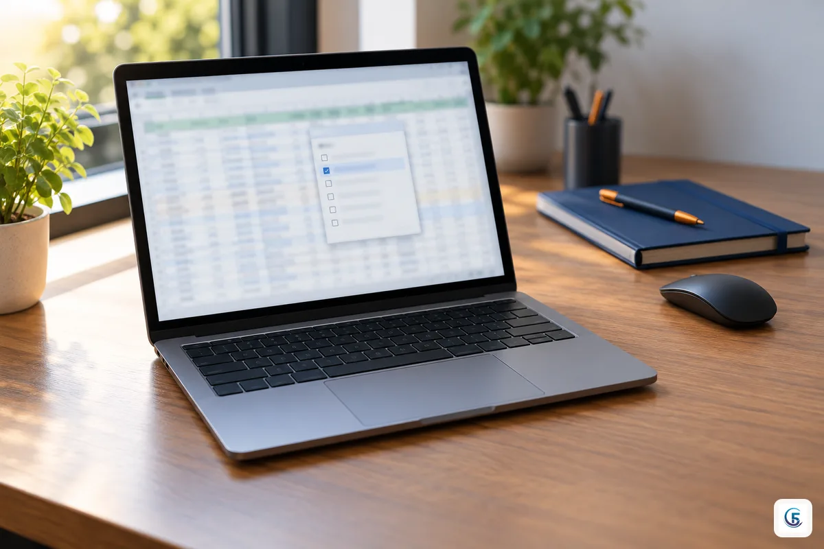Màn hình laptop mở bảng tính với hộp thoại tùy chọn xóa bản sao, chữ mờ không đọc được