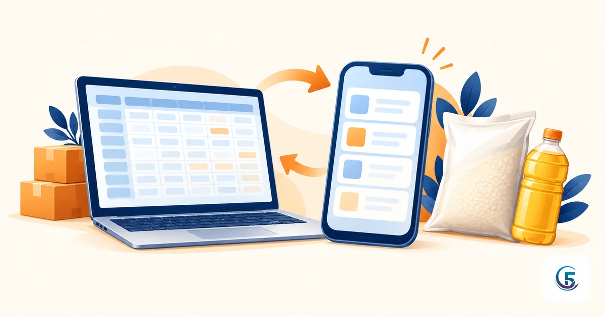 Minh hoạ tạo app AppSheet: bảng tính Google Sheet trên laptop biến thành app danh sách trên điện thoại