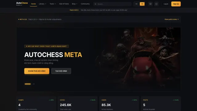 5F-00003- Website cộng đồng game Auto Chess Mobile