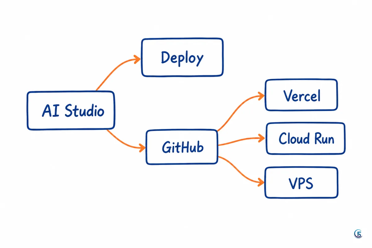 Sơ đồ hai hướng: deploy trực tiếp hoặc tải code về GitHub rồi chọn nơi chạy