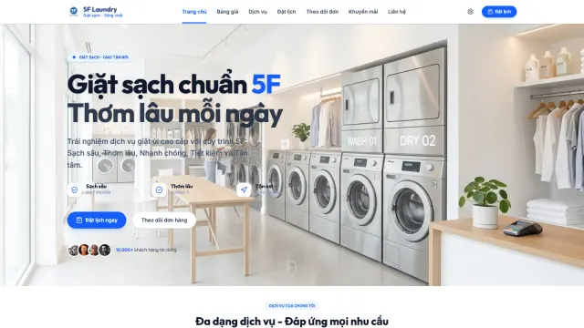 5F-00005- Website đặt lịch & quản lý tiệm giặt là 5F Laundry