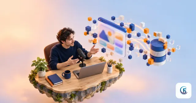 Minh hoạ vibe coding là gì: người nói vào micro để AI tự lắp ráp thành app và cơ sở dữ liệu