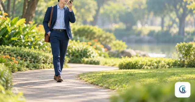 Người đi dạo ghi âm ý tưởng bằng điện thoại để Claude Slides dựng bản thuyết trình