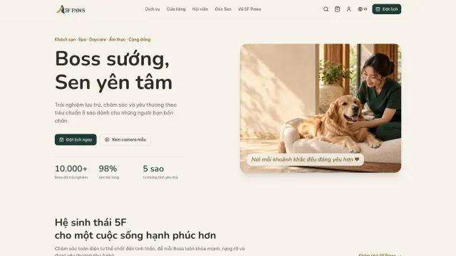 5F-00017- Website dịch vụ thú cưng 5F Paws