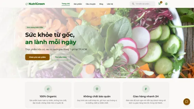 5F-00006- Website cửa hàng thực phẩm hữu cơ NutriGreen